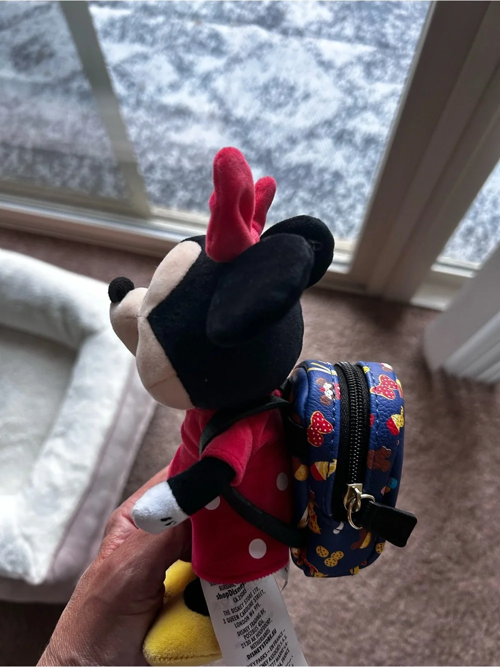 Disney nuiMOs Loungefly Navy Snack Icon Mini Backpack with Minnie Mouse doll